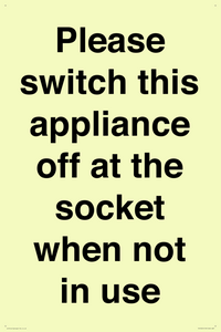 Please switch this appliance off at the socket when not in use